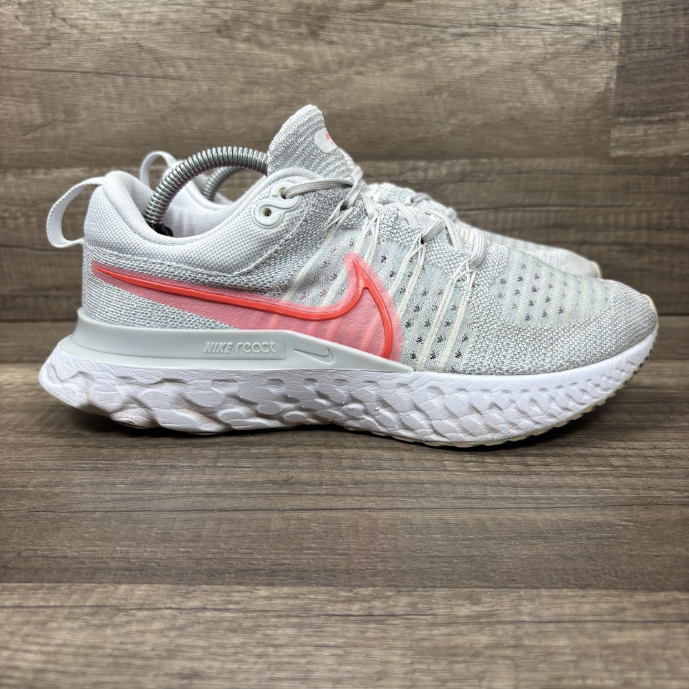 Nike React Infinity Flyknit Gray Pink Womens US Size 8 CT2423-004 Running Shoes
